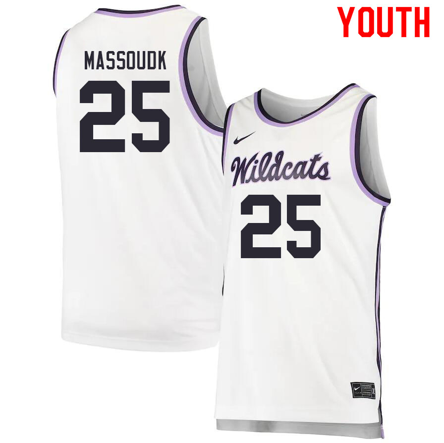 Youth #25 Ismael Massoud Kansas State Wildcats College Basketball Jerseys Sale-White - Click Image to Close